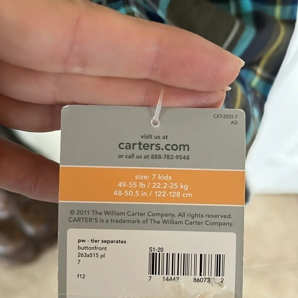 Brand New Carter’s Plaid Button Down Shirt Hooded Casual Cotton